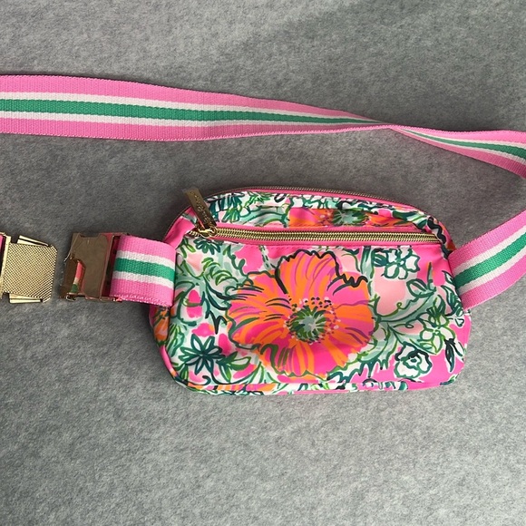 Lilly Pulitzer Run Around Crossbody Waist Belt Bag Soleil Pink Perfect Poppy New - Picture 6 of 17